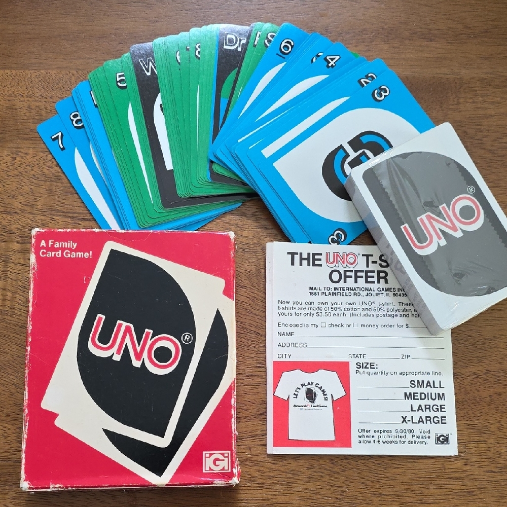 Vintage 1979 Uno Card Game. Includes Original Box And Instructions.